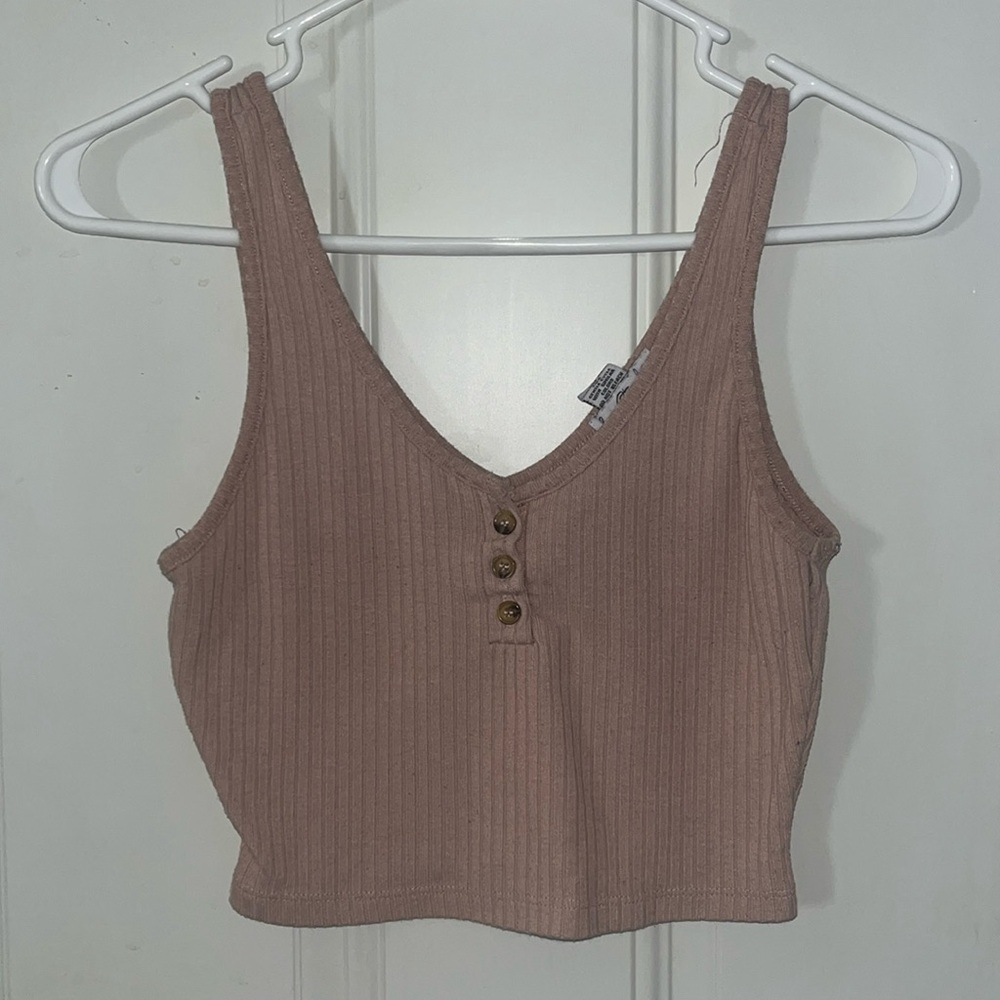Tan cropped tank top size small